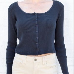 Brandy Melville navy blue button down long sleeve